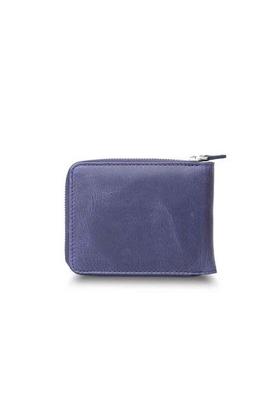 GUARD Antique Navy Blue Zipper Horizontal Mini Genuine Leather Wallet Men / Women P2265