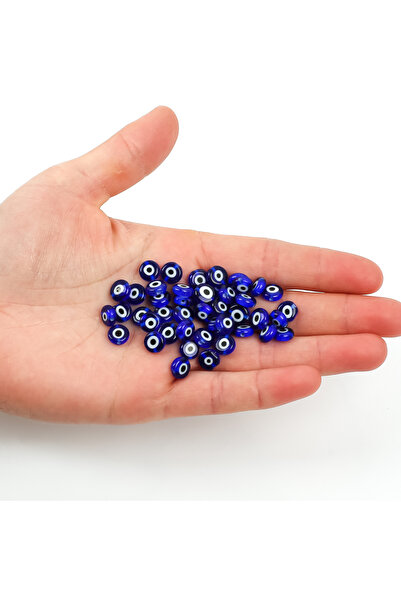 yfhobi 3 Adet - 8 mm Yassı Cam Nazar Takı Aparatı, Mavi Renk Nazar Boncuğu Ta...