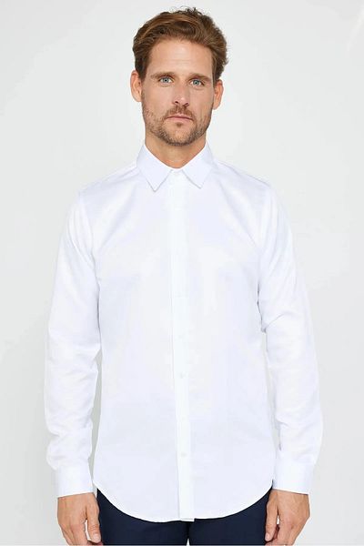 Güray Store Slim Fit Μακρύ μανίκι Εύκολο στο σιδέρωμα που απομακρύνει τον ιδρώτα με αναπνεύσιμη υφή Ανδρικό πουκάμισο Four Seasons