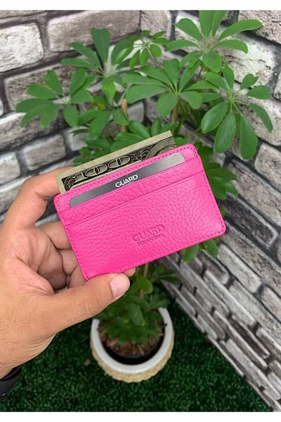 GUARD Ultra Thin Fuchsia Minimal Genuine Leather Card Holder Men's / Women's P5150