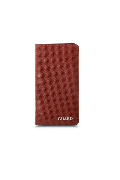 GUARD Tan Laser Print Genuine Leather Men's / Women's Wallet with Phone Port P1420