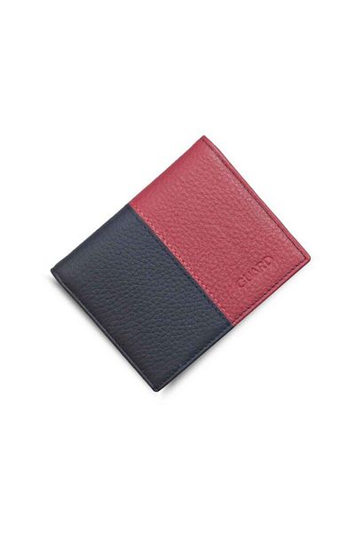 GUARD Matte Navy Blue/Red Genuine Leather Men's Wallet P1334