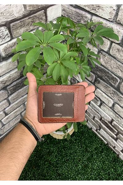 GUARD Matte Tan Genuine Leather Card Holder Men's P5188