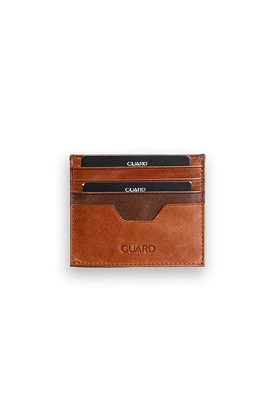 GUARD Antique Tan for Men/Women - Brown Genuine Leather Card Holder, Double Color P5334