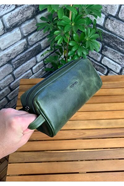 GUARD Антична зелена унісекс сумка з натуральної шкіри