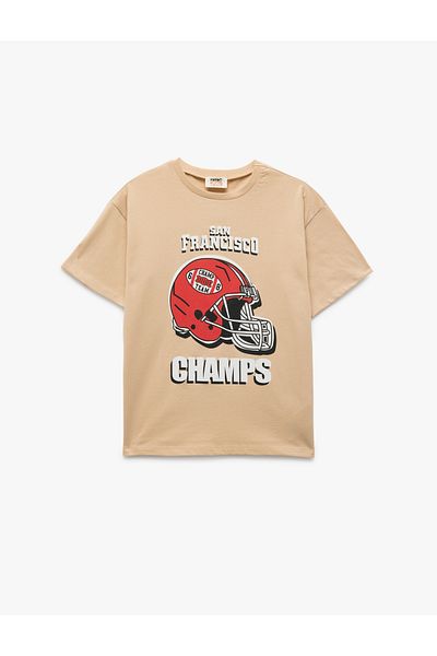 Koton Crew Neck Short Sleeve Cotton Printed T-Shirt