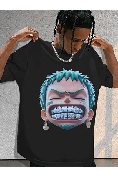 Machetta Unisex retro anime Štampano Oversize kroj 100% pamuk T-shirt