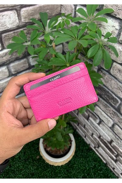 GUARD Ultra Thin Fuchsia Minimal Genuine Leather Card Holder Men's / Women's P5150