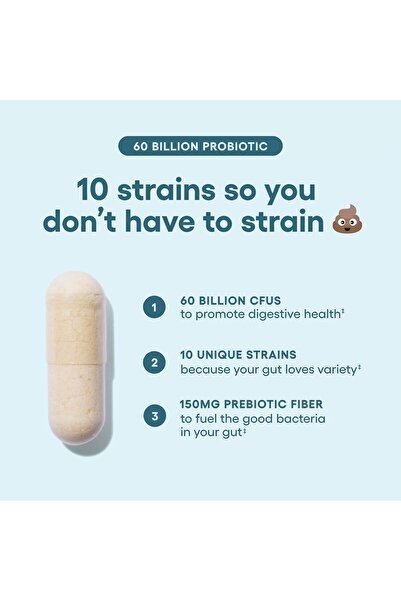 Physician's Choice Probiotics 60B CFU - 10 Strains + Prebiotics - Gut & Digestive Health - 30ct