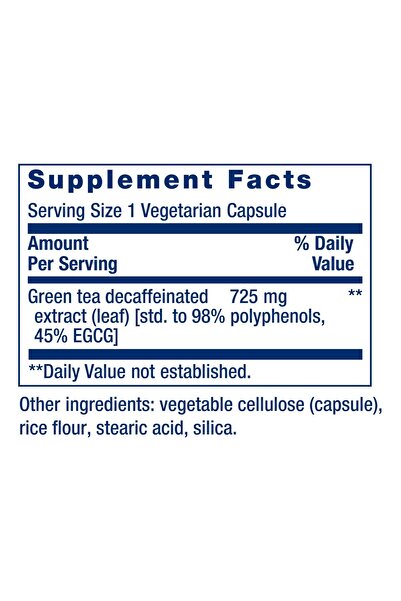Life Extension Decaffeinated Mega Green Tea Extract – Polyphenol-Rich, Supports Cell, Heart, Brain – 100 Capsules