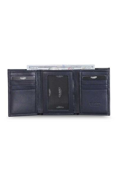 GUARD Navy Blue Vertical Genuine Leather Men's Wallet P73