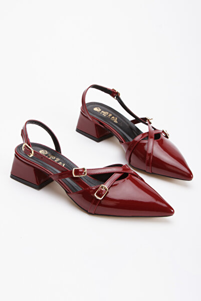 moun shoes حذاء نسائي بكعب عالٍ مفتوح من الخلف ومقدمة مدببة وكعب قصير كاجوال