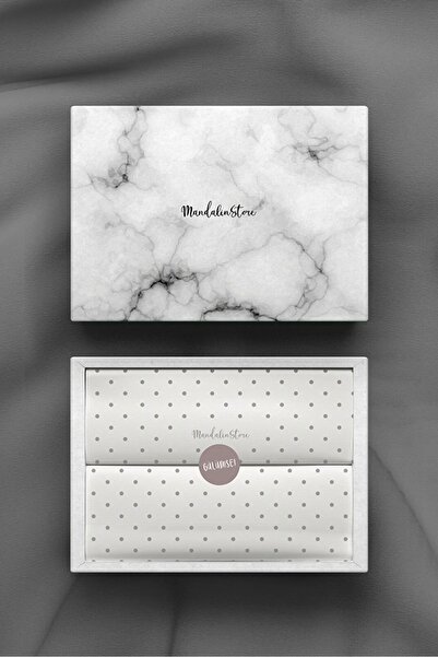 Mandalin Art Studio Mermer Desenli Boş Hediye Kutusu