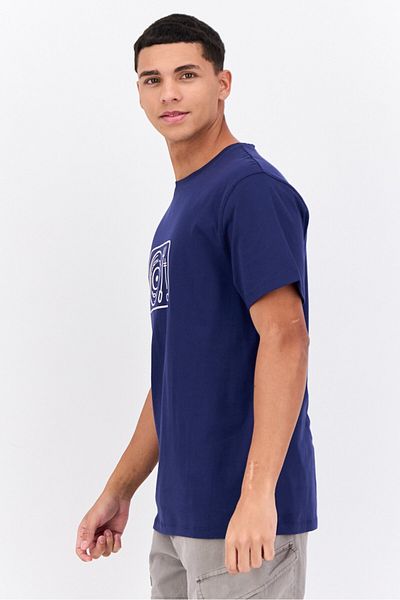 French Connection Men Crew Neck Short Sleeve Printed T-shirts, Navy Blue