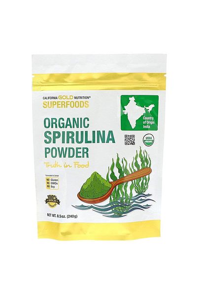 California Gold Nutrition Superfoods, Organic Spirulina Powder, Nutrient Rich, USP Verified, 8.5oz (240g)