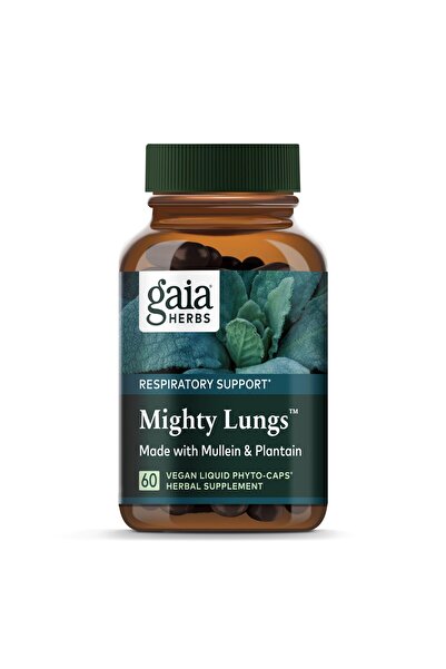 GAIA HERBS Mighty Lungs - Lung Support with Mullein, Plantain, Schisandra, Elecampane - 60 Vegan Capsules