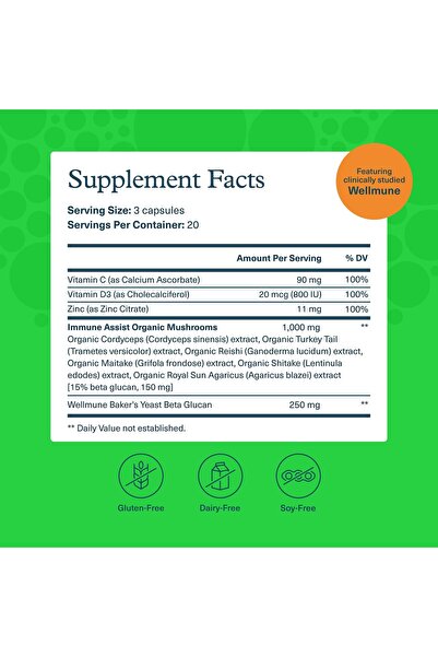 Youtheory Immune+ Daily Wellness - Vegetarian Immune Support with Vitamins C, D3, Zinc, Mushrooms - 60 Caps
