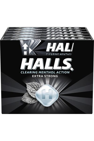 halls أقراص استحلاب منثو-ليبتوس إكسترا سترونج للحلق، 33.5 جم (عبوة من 20 قرصًا)