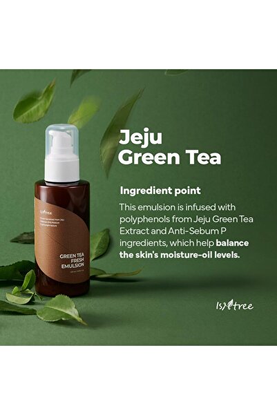 Isntree Green Tea Fresh Emulsion 120ml | Jeju Green Tea | Balances Oil & Moisture | Lightweight