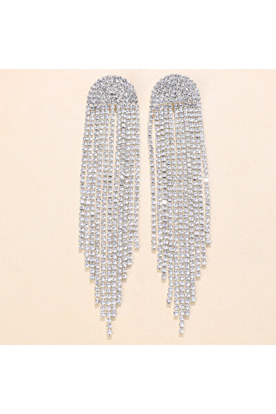 Choice Silver Plated Fashion Shiny Exaggerated Long Tassel Earring Statement ...