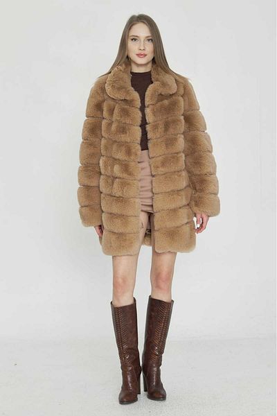 Redpoint Jackets Nine Rows Faux Fur Coat with Collar
