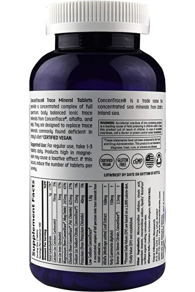 Trace Minerals ConcenTrace Trace Mineral Tablets - Bone & Joint Support, Hydration - 90 Tablets