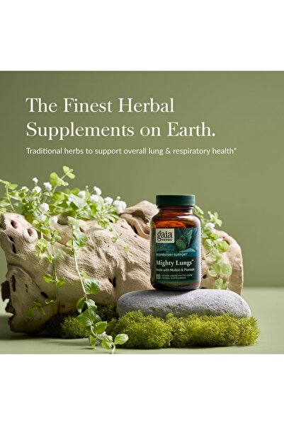 GAIA HERBS Mighty Lungs - Lung Support with Mullein, Plantain, Schisandra, Elecampane - 60 Vegan Capsules