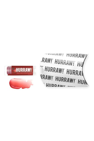 Hurraw !بلسم الشفاه الملون بالكرز الأسود: نباتي، خالٍ من القسوة، طبيعي، صنع في الولايات المتحدة الأمريكية