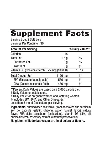 Nordic Naturals Postnatal Omega-3 Lemon, 60 Soft Gels, 1120mg Omega-3 + D3, Supports Wellness & Mood