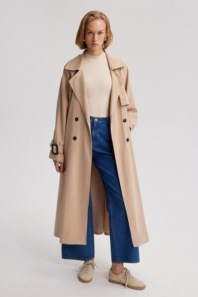 Touché Privé BUCKLE DETAILED OVERSIZE TRENCHCOT