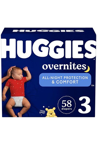 Huggies Size 3 Overnites Baby Diapers: Overnight Diapers, Size 3 (16-28 lbs), 58 Ct