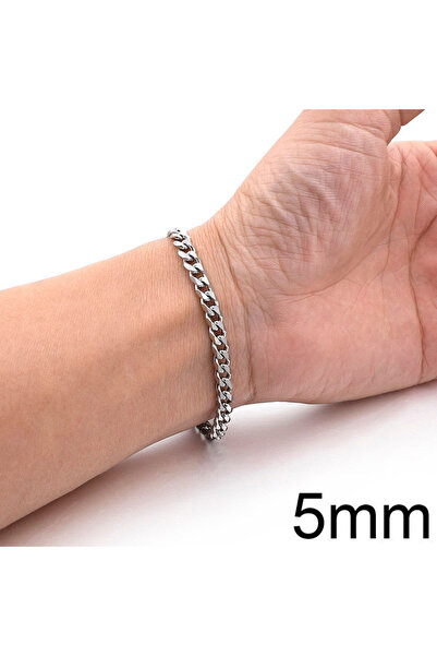 Choice 5mm New Trendy Cuban Chain Men Bracelet Classic Stainless Steel 3/5/7/...