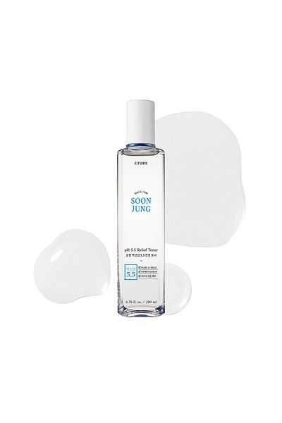 ETUDE تونر Soonjung pH5.5 Relief 200 مل | للعناية بالبشرة الحساسة | درجة حموضة منخفضة، خالٍ من العطور، مضاد للحساسية