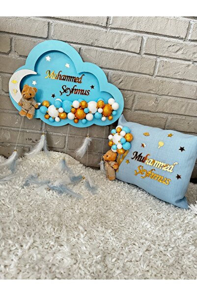 NeşeliAtölyem LED Cloud Bubble Door Ornament + Pillow