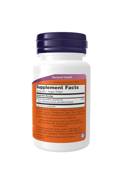 Now Foods Supplements, Astaxanthin 4 mg, features Zanthin®, Supports Eye Health*, 60 Veg Softgels