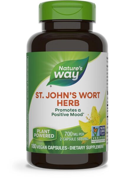 Nature's Way St. John's Wort Herb, 700mg per Serving, Non-GMO, Vegan, 180 Capsules