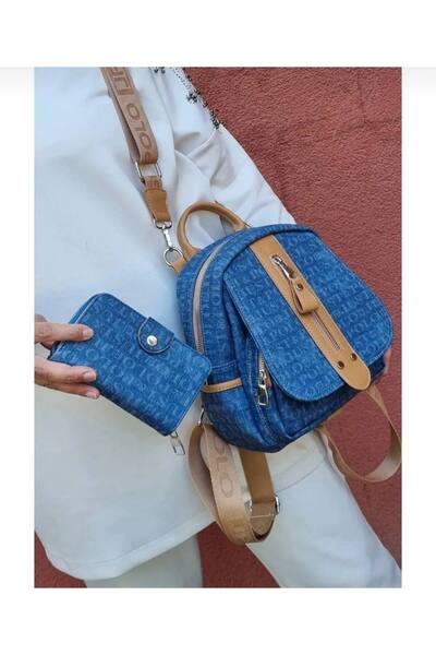 Just Polo حقيبة ظهر وحقيبة كتف نسائية مطبوعة بحروف JustPolo للاستخدام اليومي ...