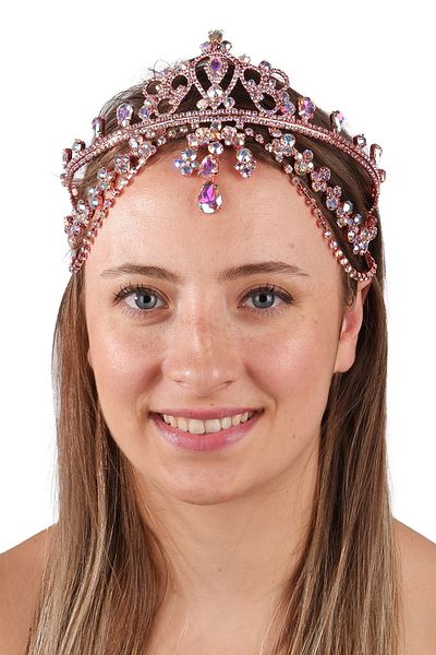 Hayalperest boncuk Magnificent Sultan Crown - Hürrem Model Pink Bridal Crown