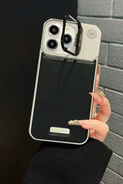 CEPSTOK Apple iPhone 16 Pro Max Kılıf Magsafe Suni Deri Standlı Sert Kapak