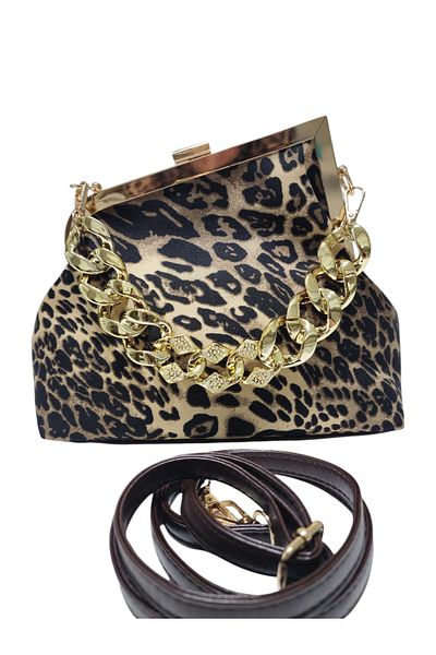 OUEEN ELİZABETH GEANT DE UMĂR DE FEMEI CU MODEL DE LEOPARD VINTAGE (ȚESĂTURĂ SCUBA)
