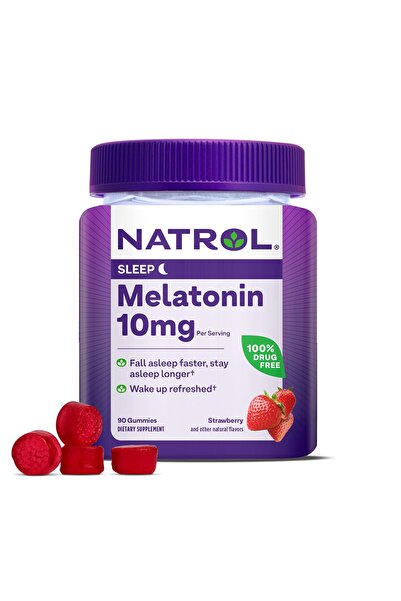 Natrol Melatonin Gummies, 10 mg Sleep Support, 90 Strawberry-Flavored Gummies, 45-Day Supply