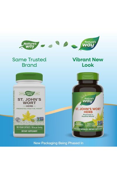Nature's Way St. John's Wort Herb, 700mg per Serving, Non-GMO, Vegan, 180 Capsules
