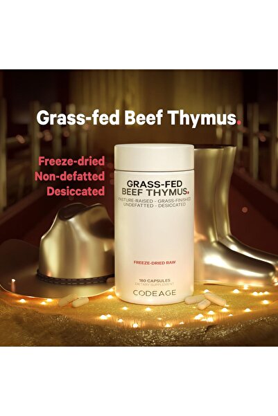 Codeage Grass Fed Beef Thymus & Liver, Freeze Dried, Non-GMO, 180 Capsules