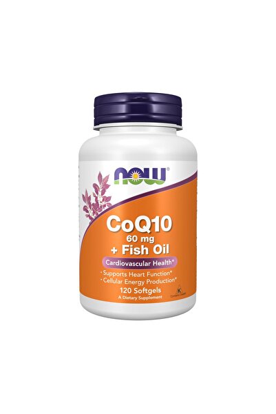 Now Foods Supplements, CoQ10 60 mg with Omega 3 Fish Oil, Cardiovascular Health*, 120 Softgels