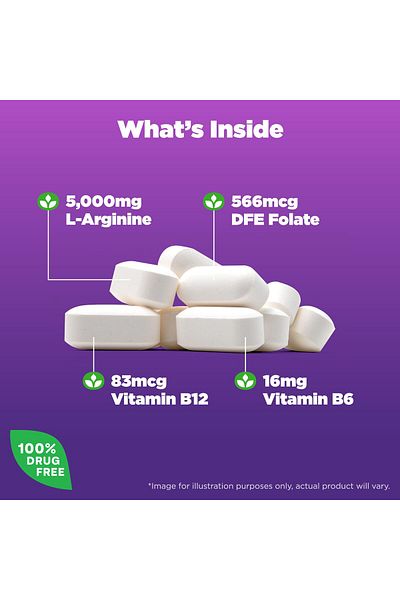 Natrol إل-أرجينين 5000 مجم لصحة الرجال، 90 قرصًا، إمداد لمدة 18 يومًا