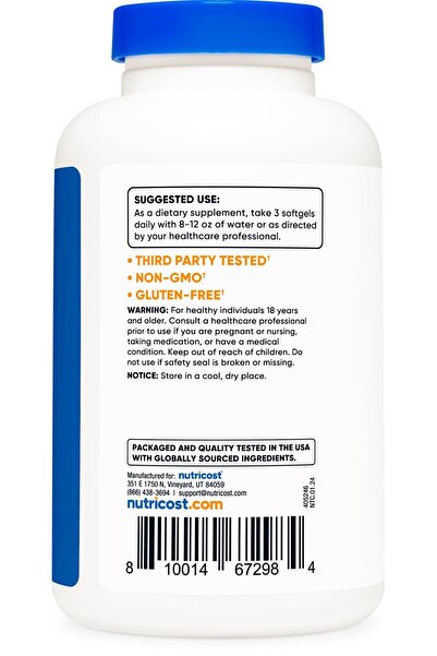 Nutricost Omega 3 Fish Oil - 2500MG, 120 Softgels - Wild Caught, 1200mg EPA, 850mg DHA, Non-GMO, Gluten Free