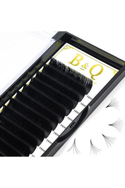 b11 رموش صناعية ذاتية التهوية DD-0.07-14، سمك 0.07، تجعيد DD، 14 مم، أسود