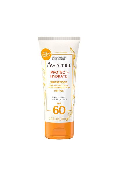 AVEENO Protect + Hydrate Sunscreen Face Lotion SPF 60, Prebiotic Oat, Oil-Free, Sensitive Skin, 2.0 FL OZ