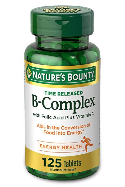 Nature's Bounty Vitamin B-Complex Time Released, Folic Acid & Vitamin C, Energy & Nervous System Support, 125 Count