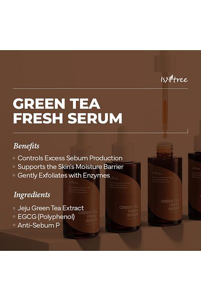 Isntree ISNTREE Green Tea Serum 50ml | Jeju Green Tea | Controls Sebum | Hydrates | Korean Skincare